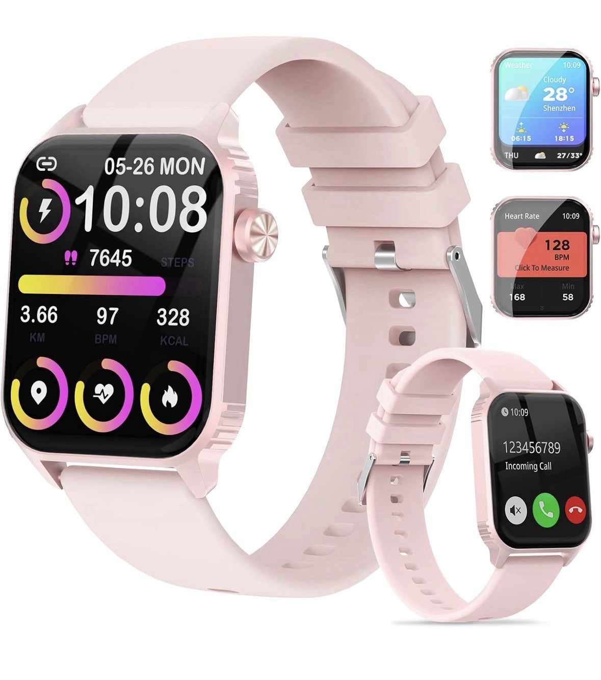 TRAUSI TG08 Smart Watch Women Pink Alexa Bluetooth Call 120 Sports iPhone