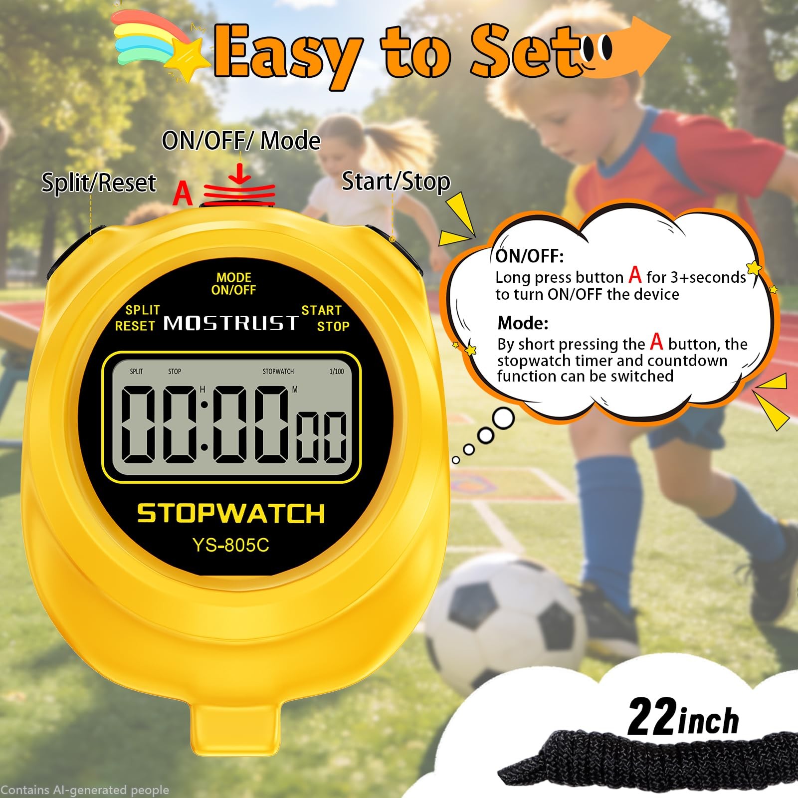 Digital Simple Stopwatch Timer, Single Lap Countdown Timer with On/Off, AAA B…