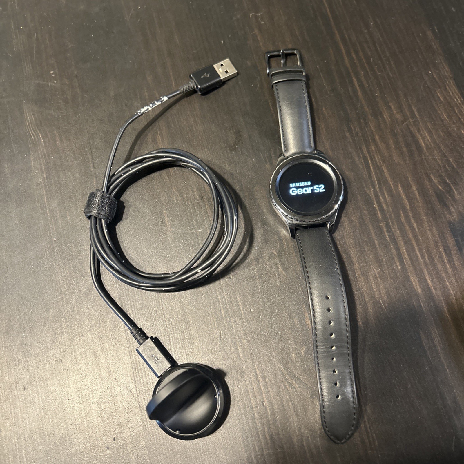 Samsung Gear S2 Classic 316L Stainless Steel Black Leather See Pics Used Tested
