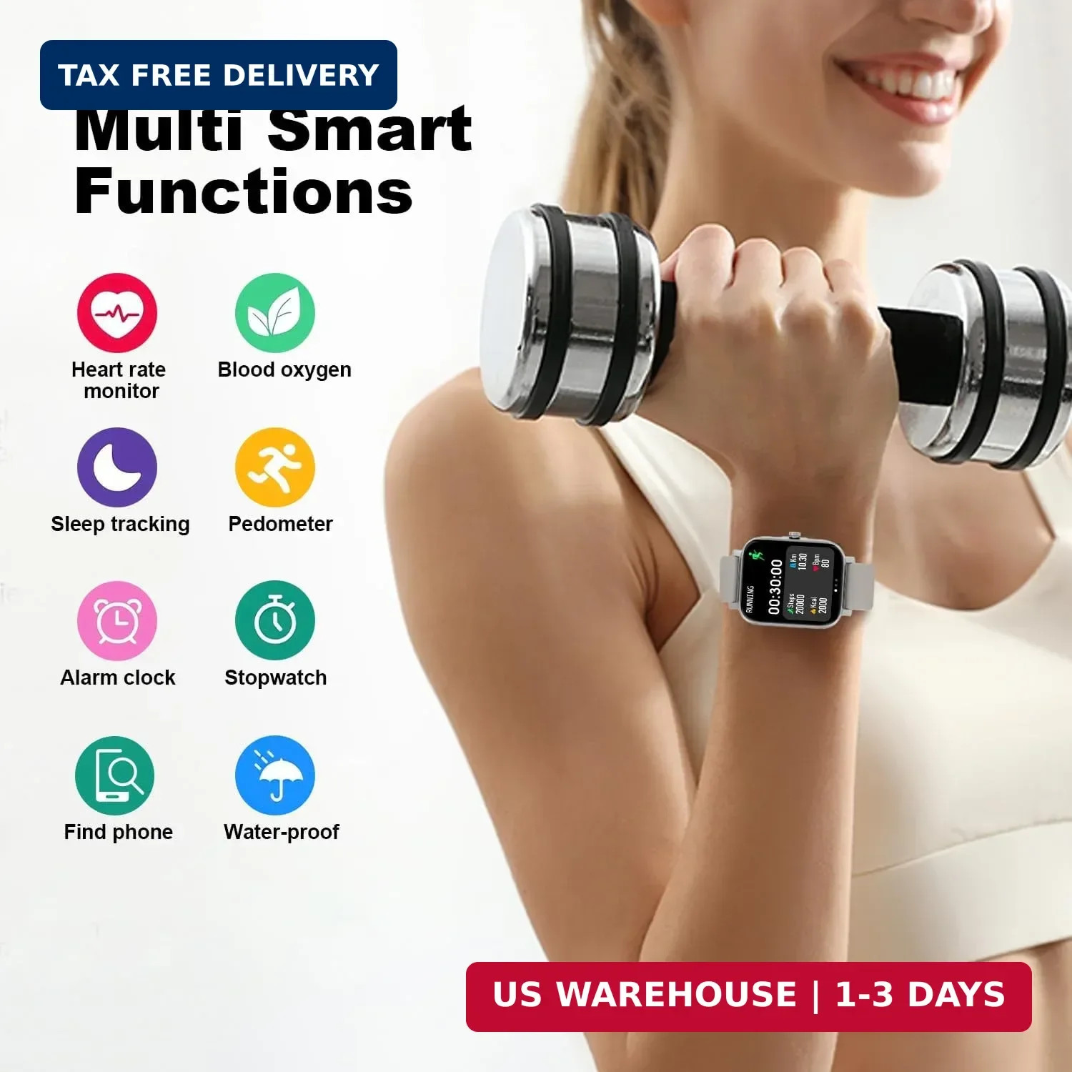 Smart Fitness Tracker Watch with Heart Rate Monitor, Activity Tracker w