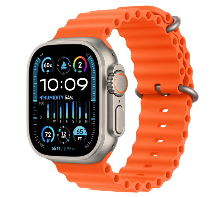 Apple Watch Ultra 2 49mm – GPS + Cellular – Titanium Case with Orange Ocean Band