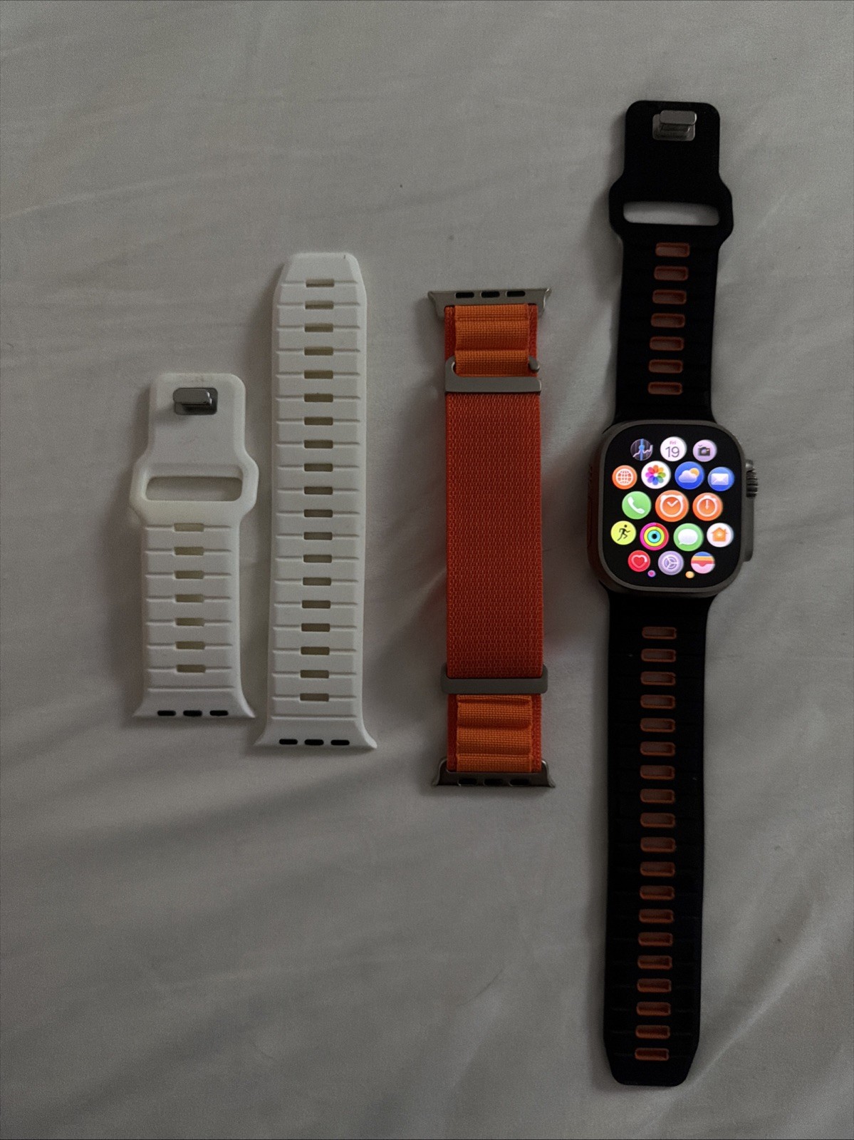 Apple Watch Ultra 49mm Titanium Case with Orange Alpine Loop – Great Condition