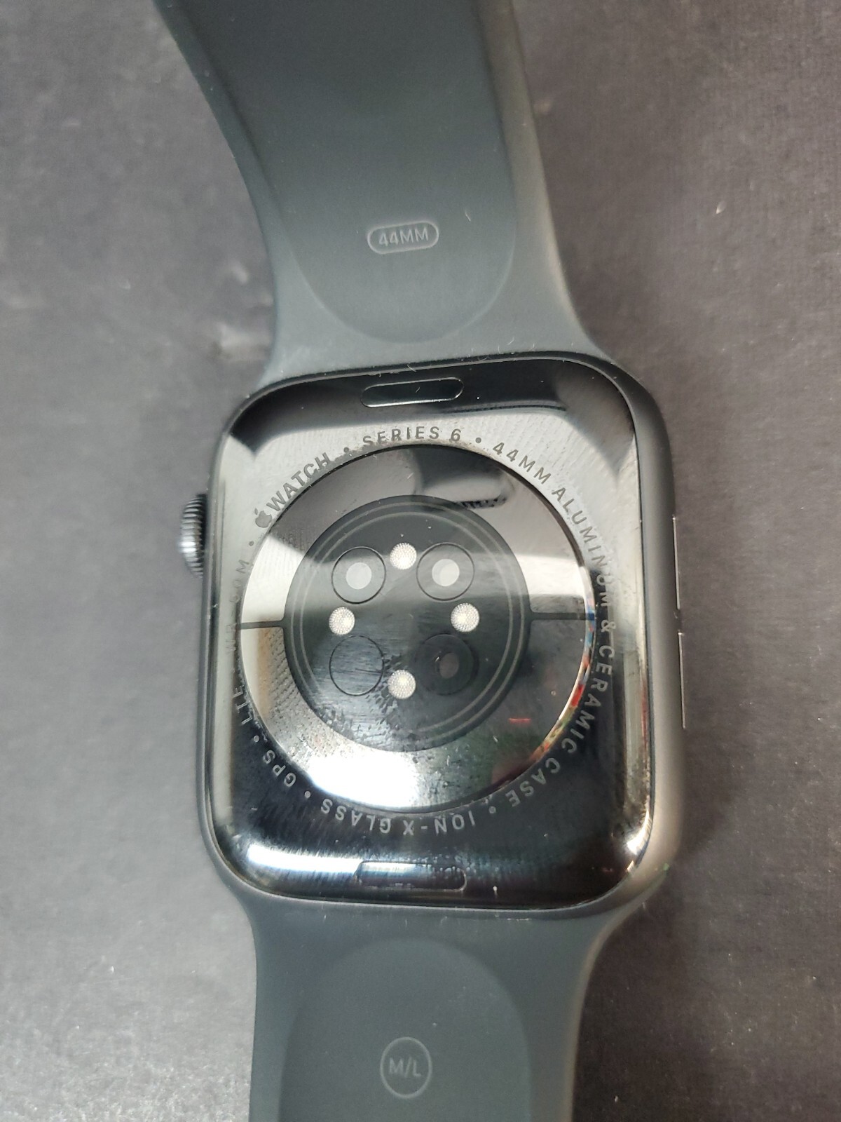 Apple Watch Series 6 44mm Space Gray Aluminum Case Black Sport Band LTE AS IS