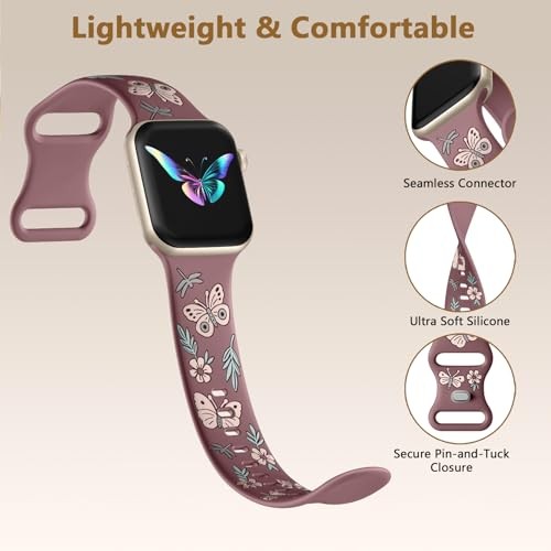 Soft Silicone Floral Strap Compatible with Apple Watch Series 6 40mm Women Sport
