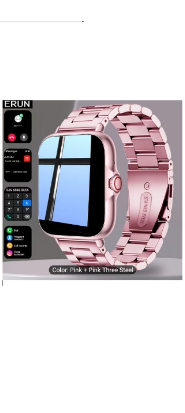smart watch pink stainless steel