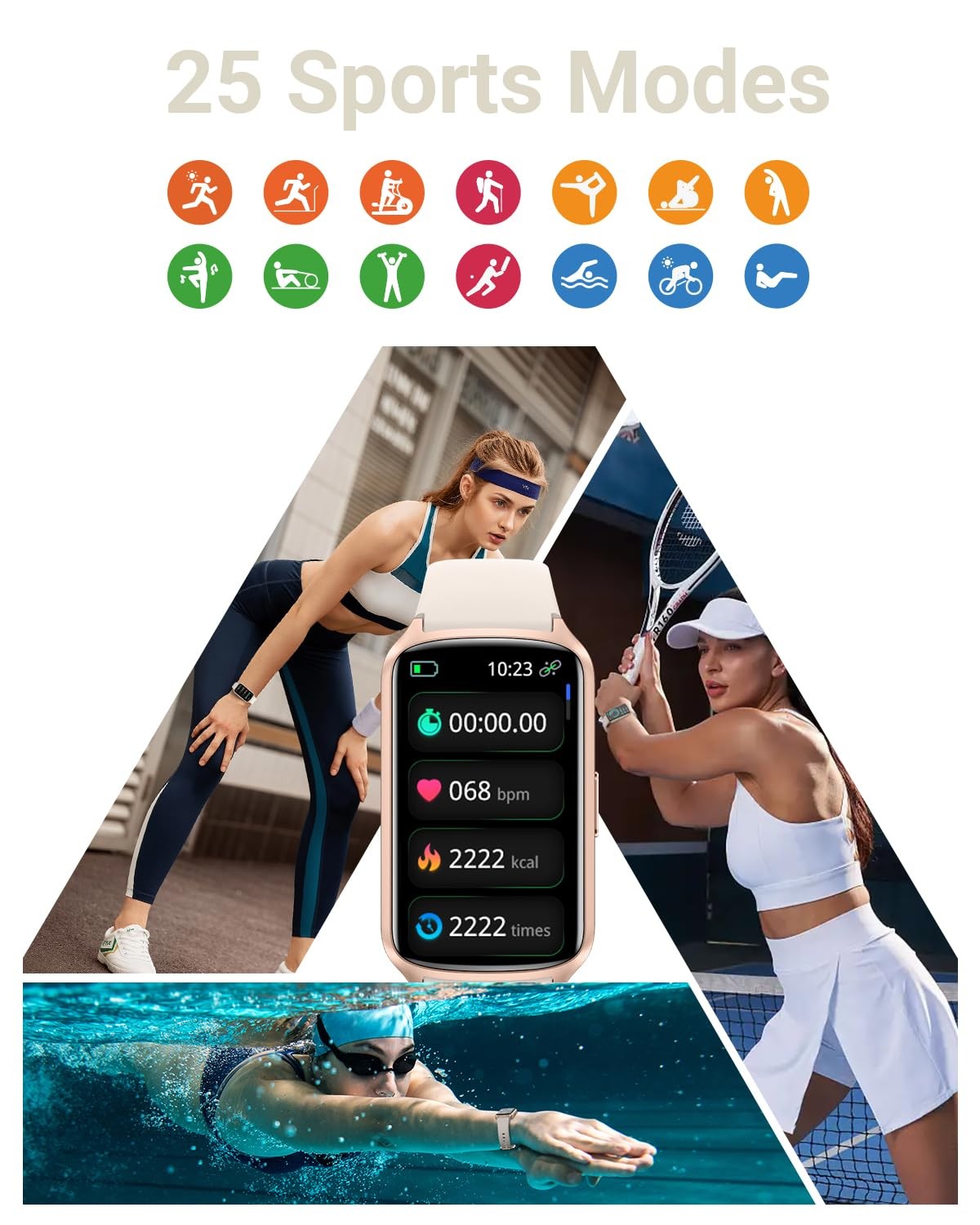Health Fitness Tracker with 24/7 Heart Rate, Blood Oxygen, Blood Pressure, Sl…