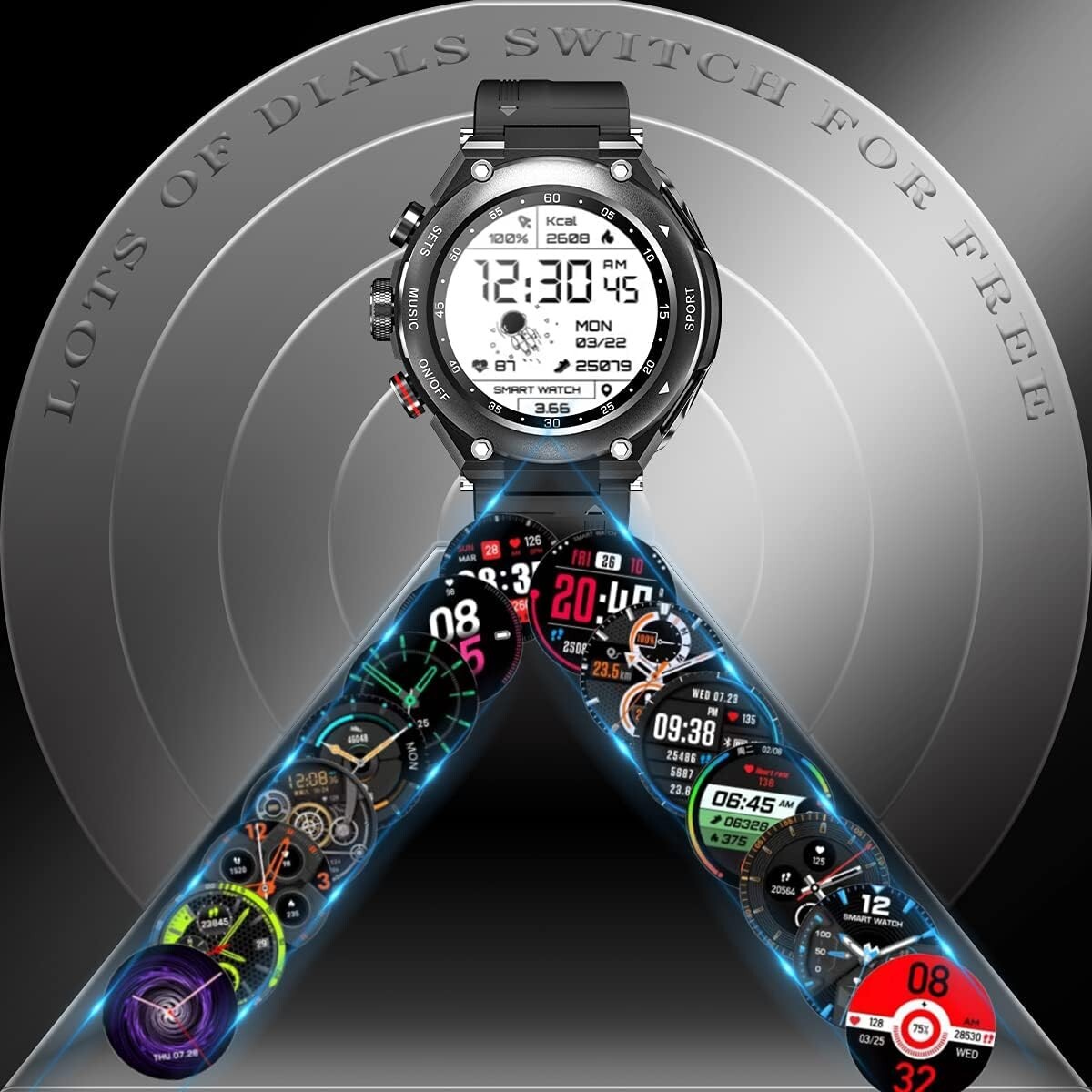 Smart Watch with Earbuds 3 in 1 Round Fitness Tracker 1.28inch for Men Sports