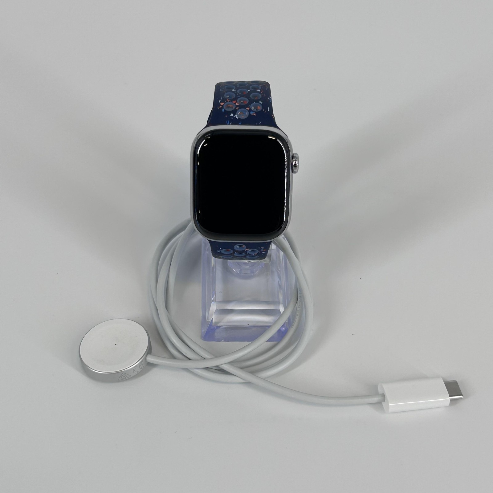 Apple Watch (Series 10) 42mm Silver Titanium (LTE) w/ Blue Nike Sport- Excellent