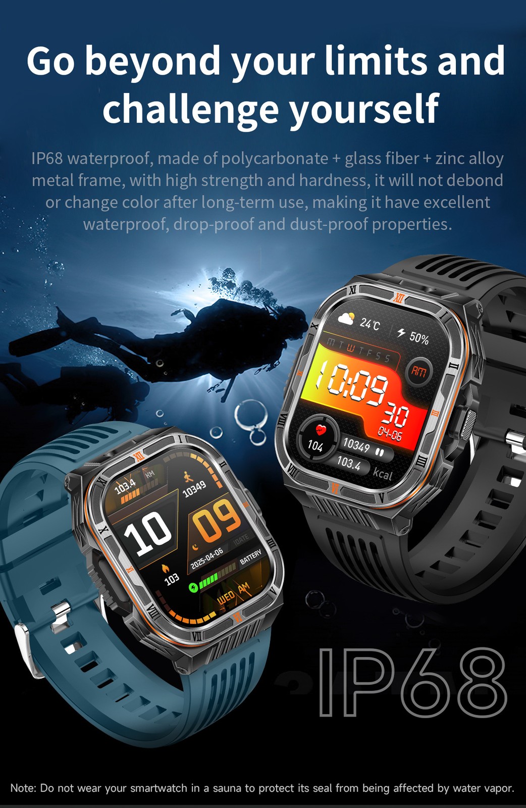 Military Smart Watch For Men Outdoor Compass Flashlight Sport Fitness Smartwatch