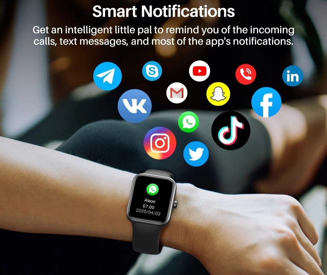 TOZO S2 Mini Smart Watch Alexa Fitness Tracker 5ATM Waterproof 1.5″ Touch Screen