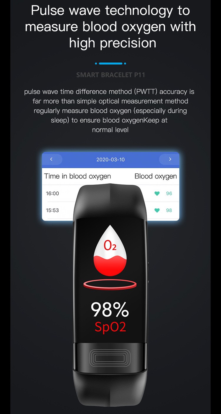 P11PLUS Smart Watch ECG Body Temperature Heart Rate SpO2 Monitor Fitness Tracker