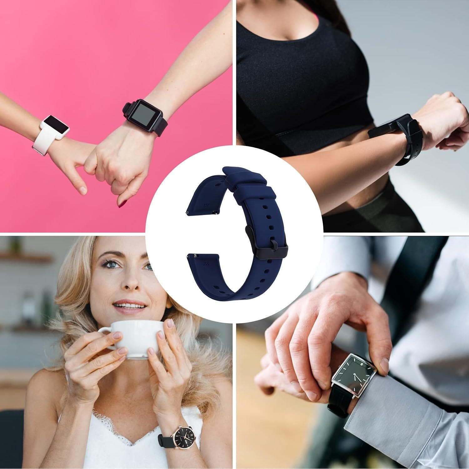 Waterproof Silicone Watch Bands for Men and Women, Soft Rubber Replacement Strap