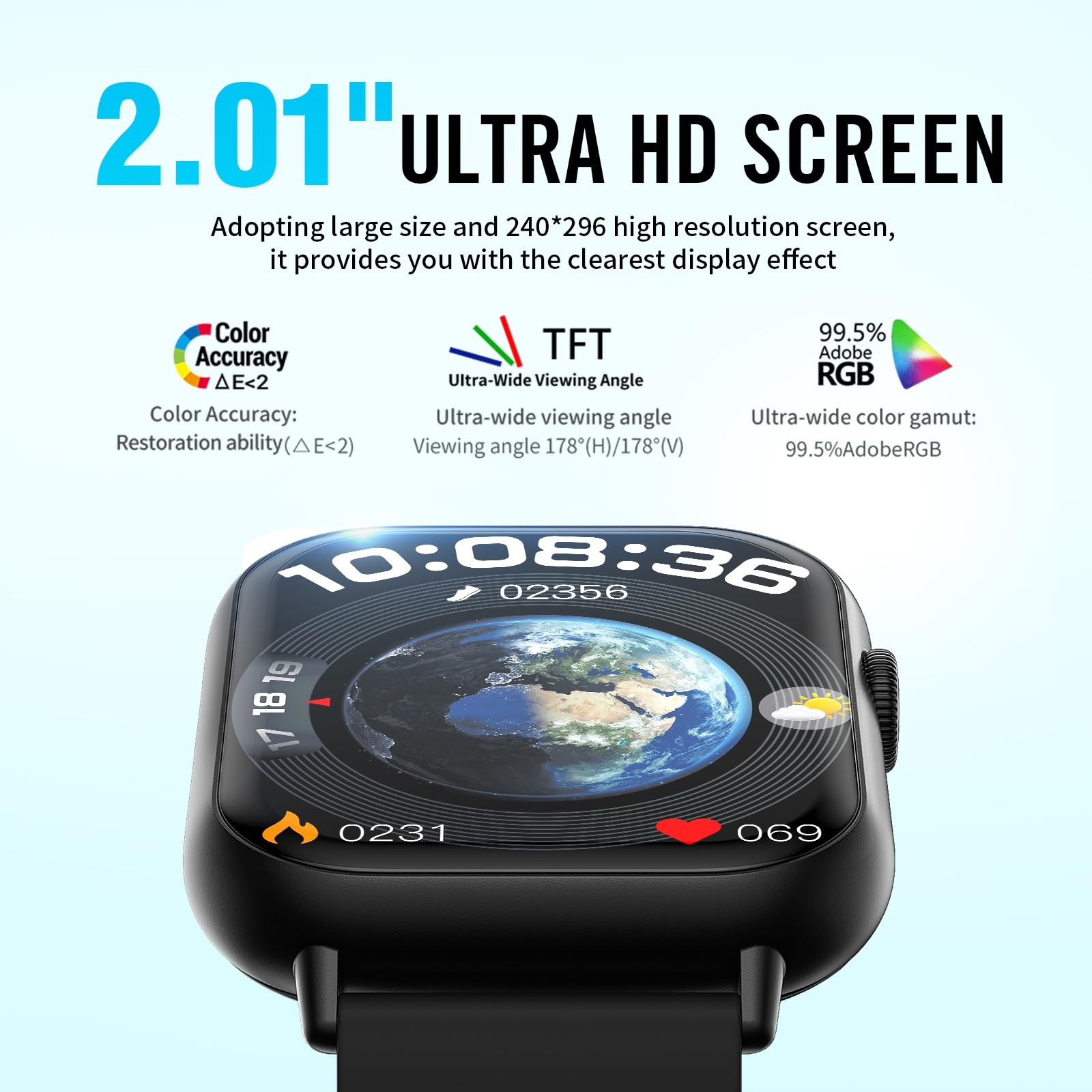 Smart Watches for Men Women, 2.01″ HD Screen Fitness Tracker Watch with /Hear…
