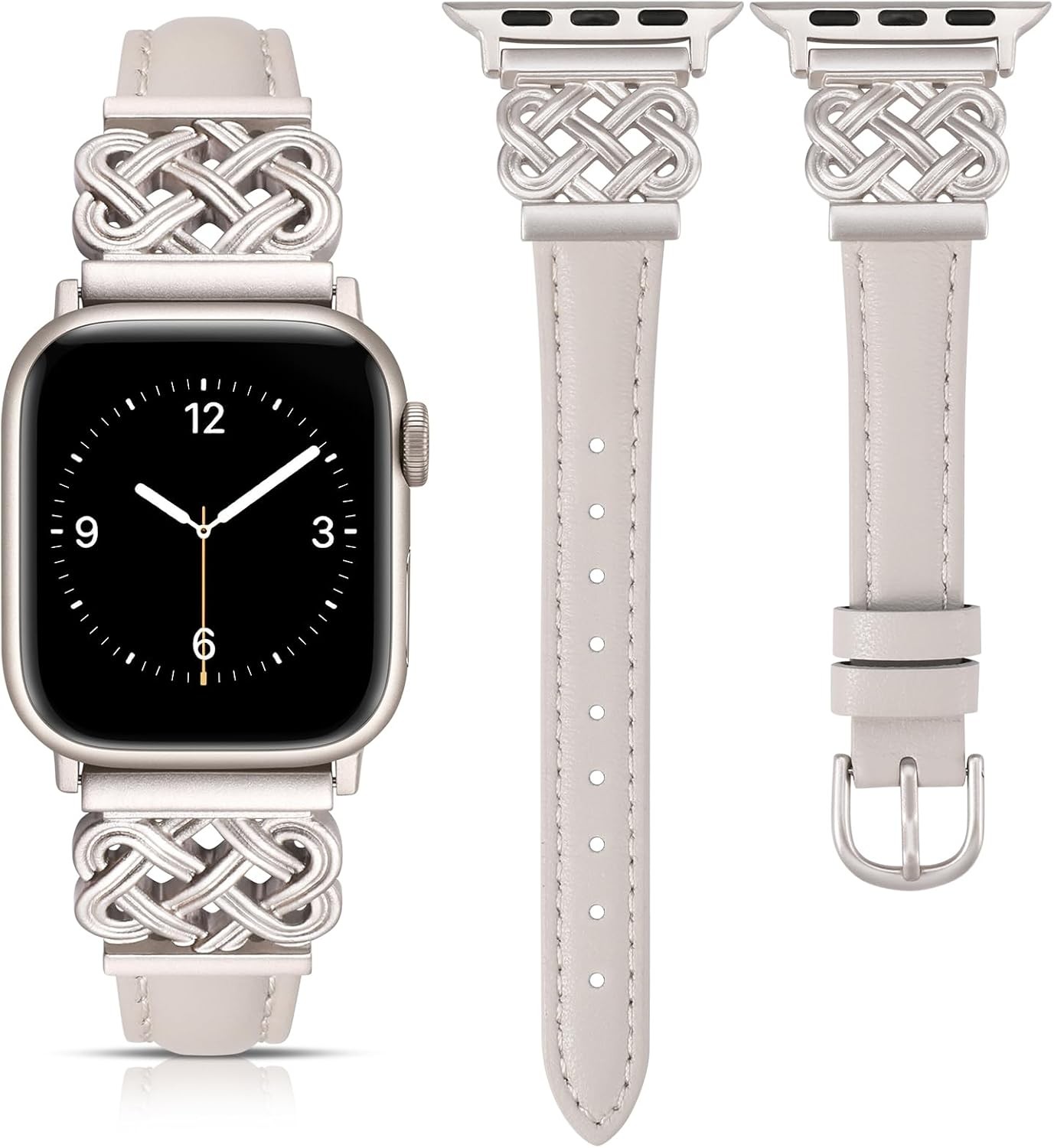 Dressy Slim Leather Band for Apple Watch Series 4 5 6 7, 38/40mm Compatible Stra