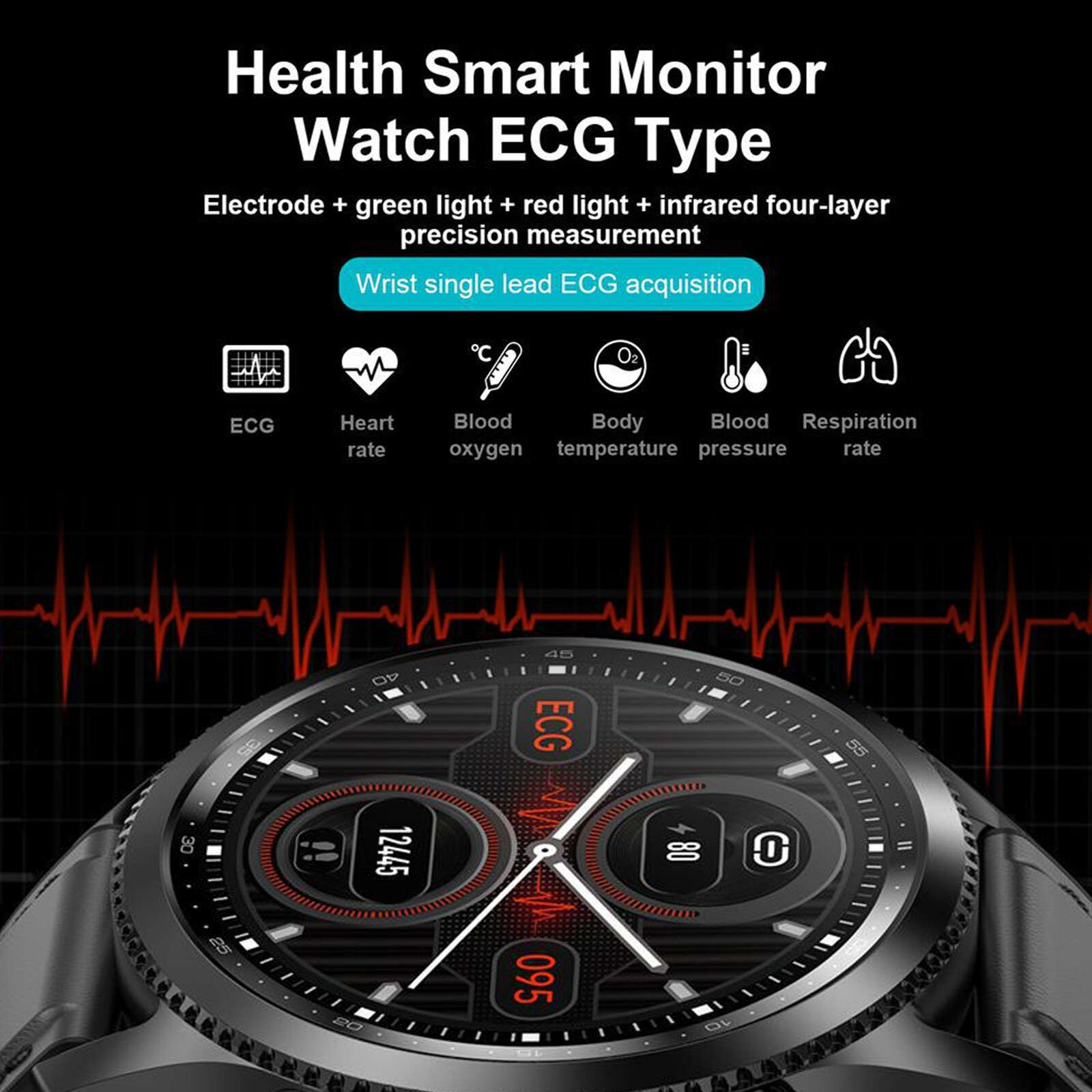 Men’s ECG Watch Sleep Heart Rate Health Blood Pressure Blood Monitor Smart Watch