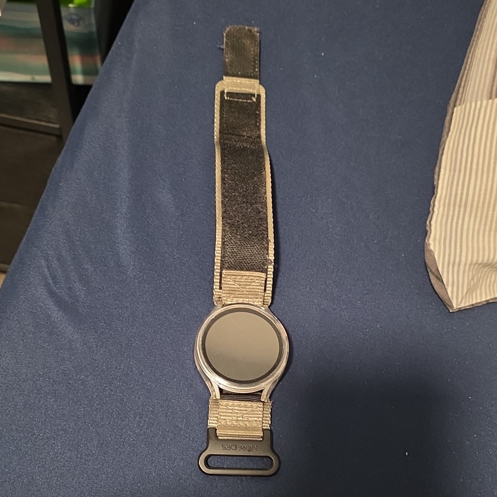 Samsung SM-R910 44mm GPS Smart Watch Black Sapphire Case Gray Fabric Band