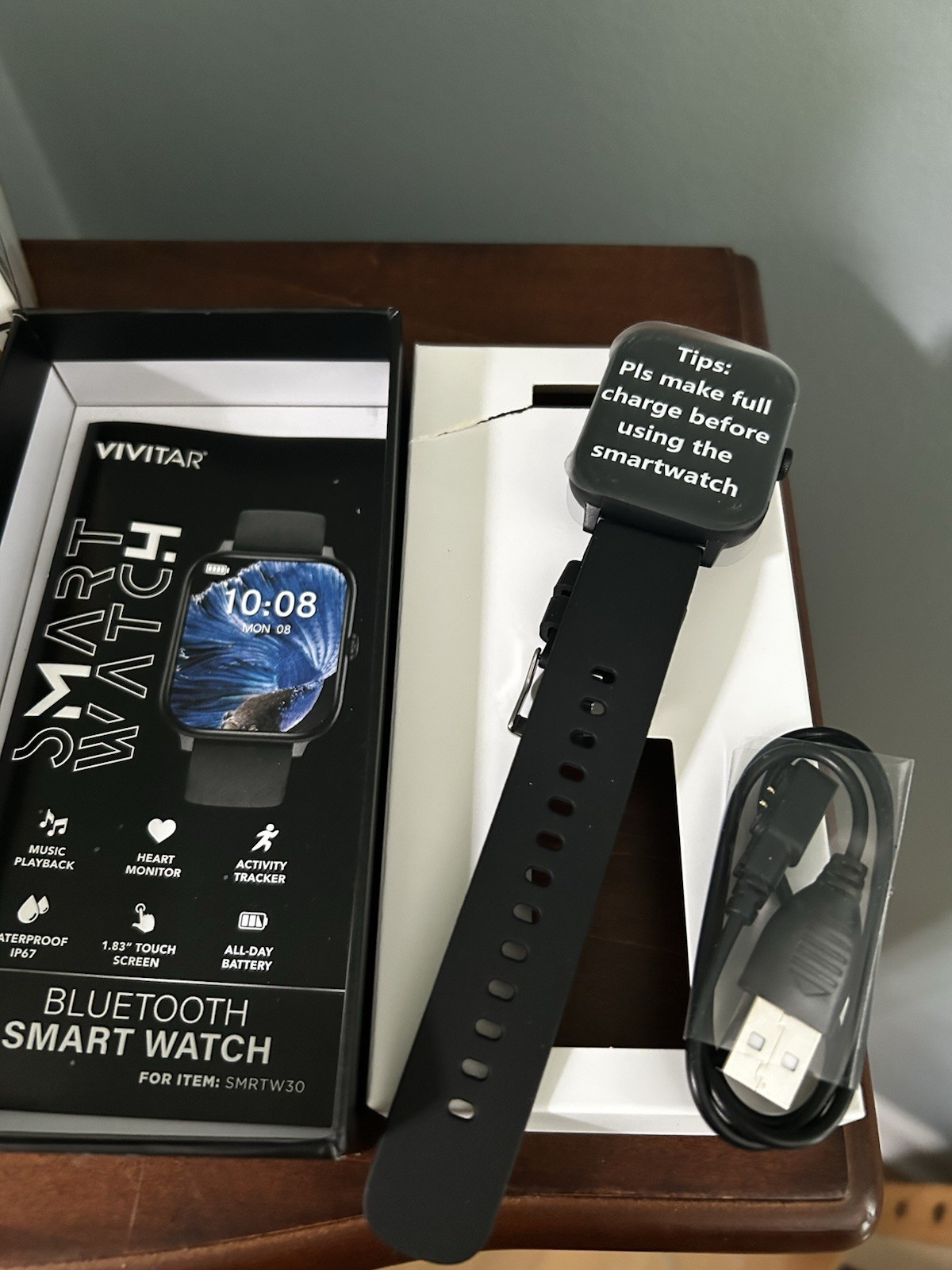 Vivitar Smart Watch 1.83” Touch Screen Waterproof SMRTW30-black