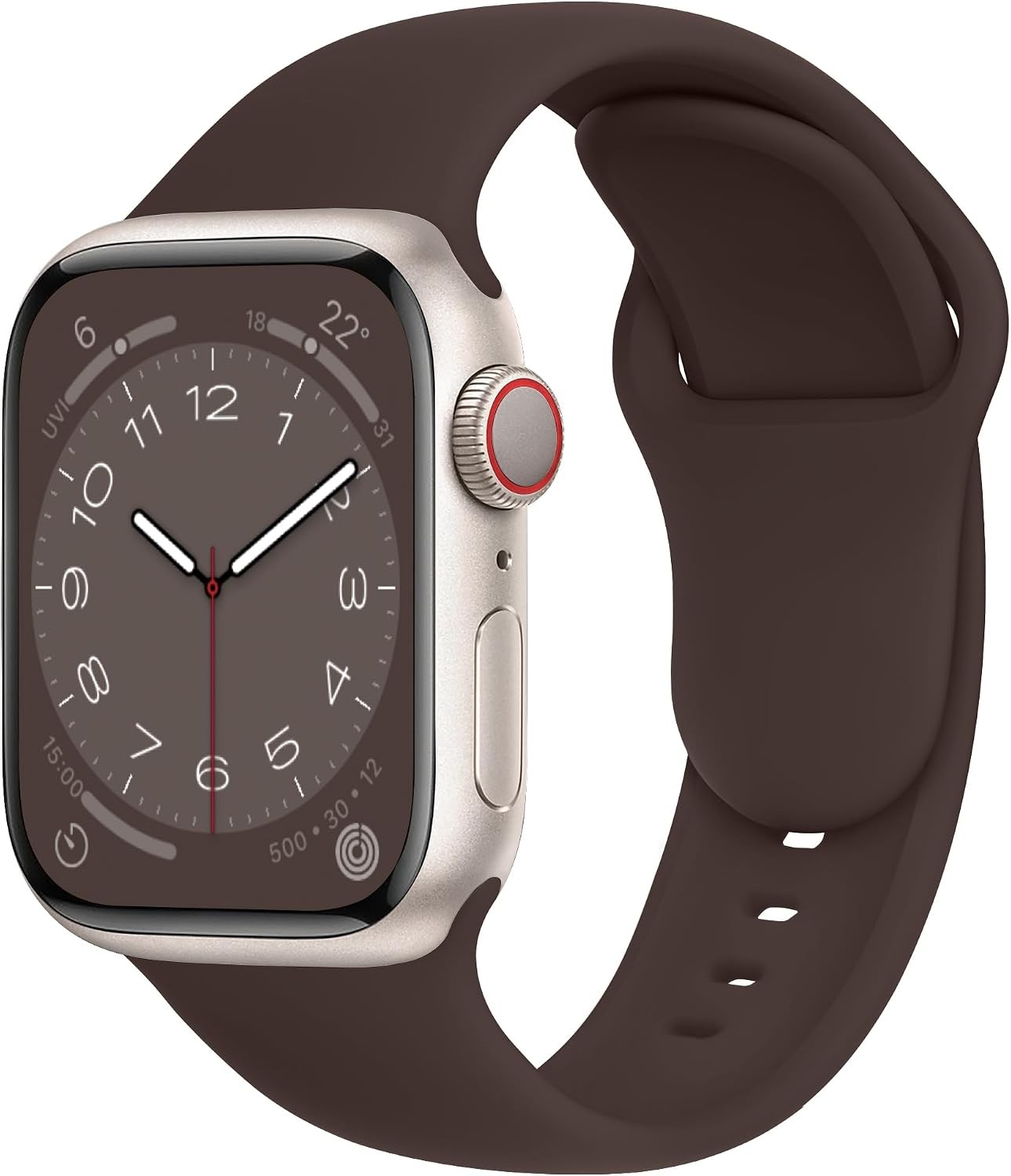Silicone Strap Compatible with Apple Watch Ultra 49mm, Series 7 45mm, Coffee