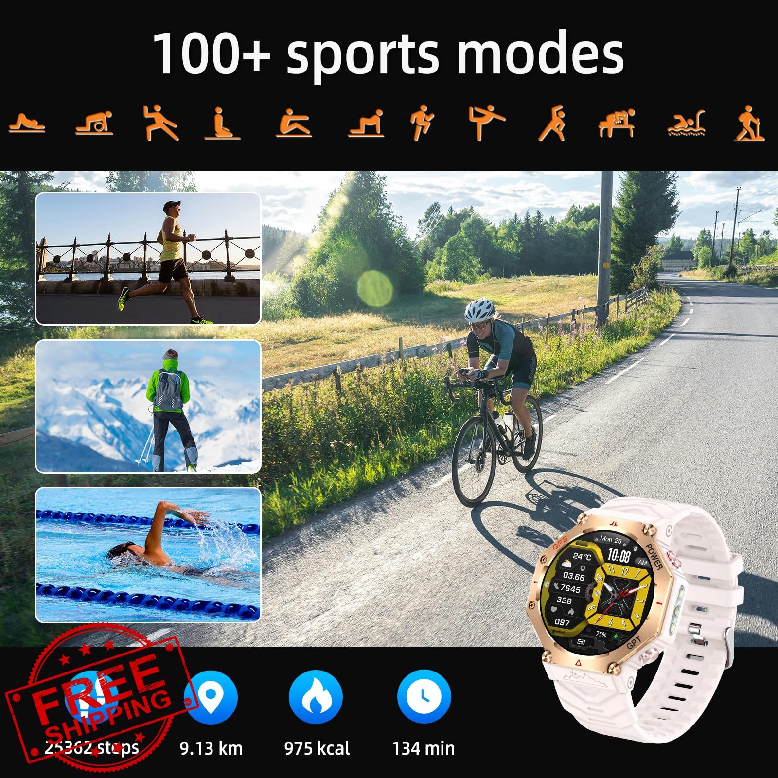 ZLKJ Smartwatch Rose Gold Pink, 1.39″, BT calling