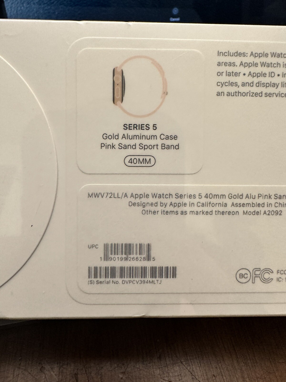 Apple Watch Series 5 GPS 40mm Gold Aluminum Case Pink Sand Sport Band -S/M & M/L