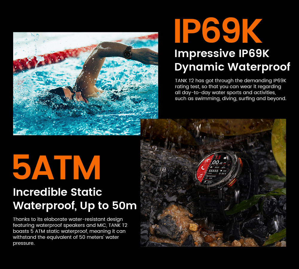 KOSPET TANK T2 Smart Watch Bt Call Outdoor Sports Waterproof Rugged Reloj