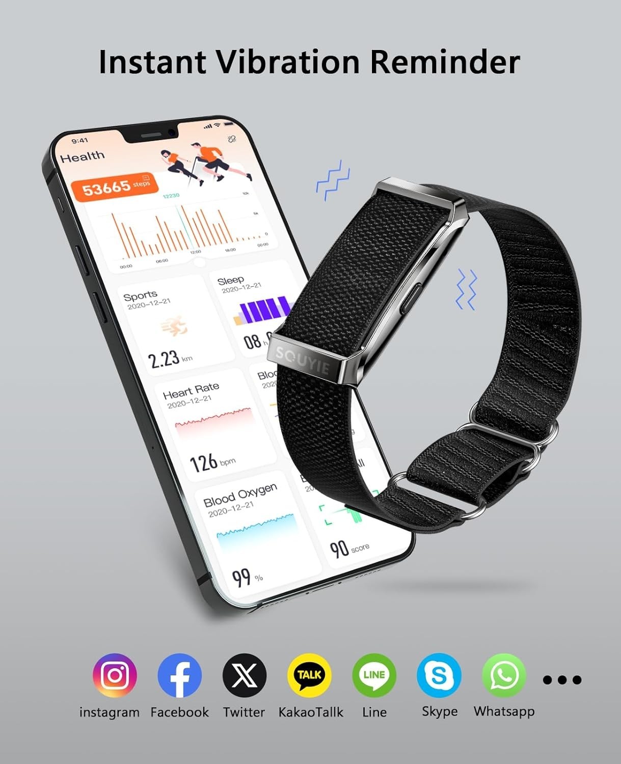 Smart Bracelet for Men & Women with 24/7 Activity & Fitness Trackers Band Black