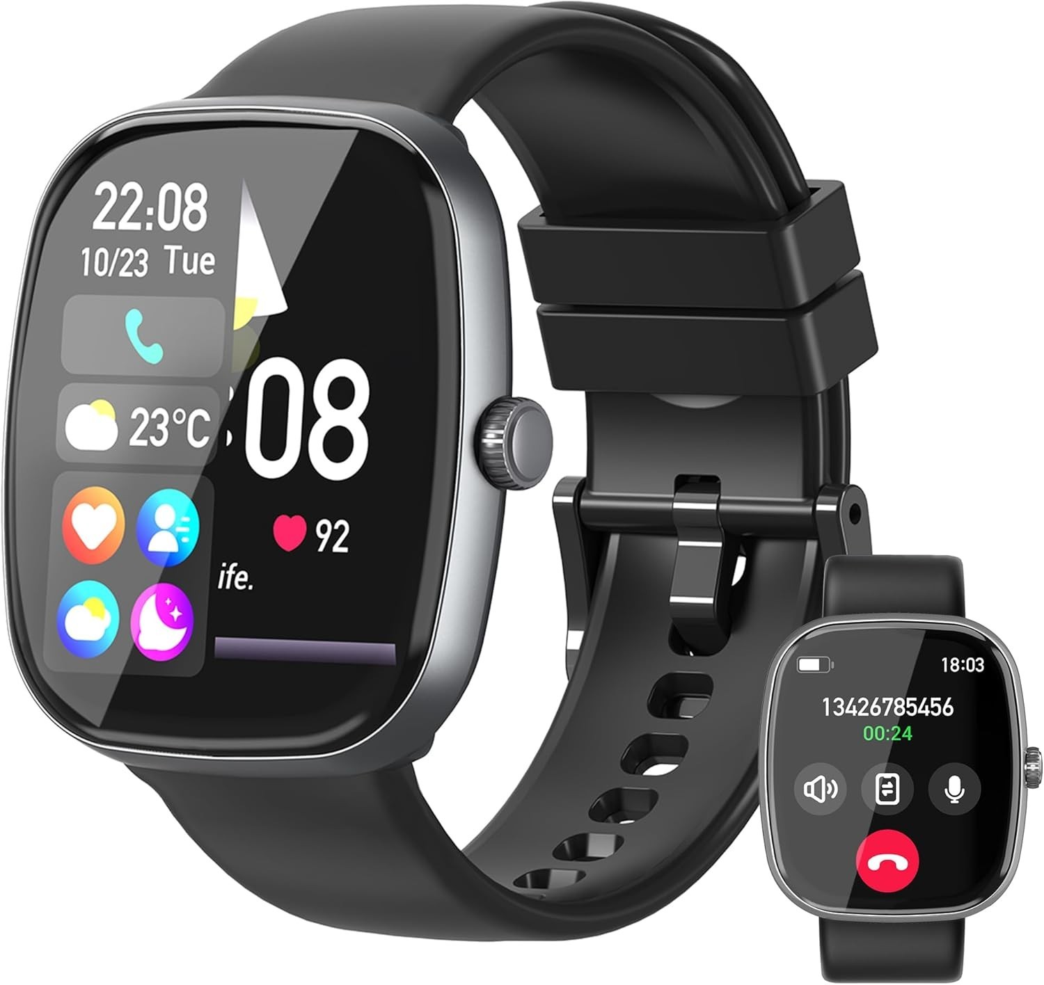 Smart Watch for Women Men, 1.85″ HD Fitness Watch with 120 Sports Modes, 5.3 Blu
