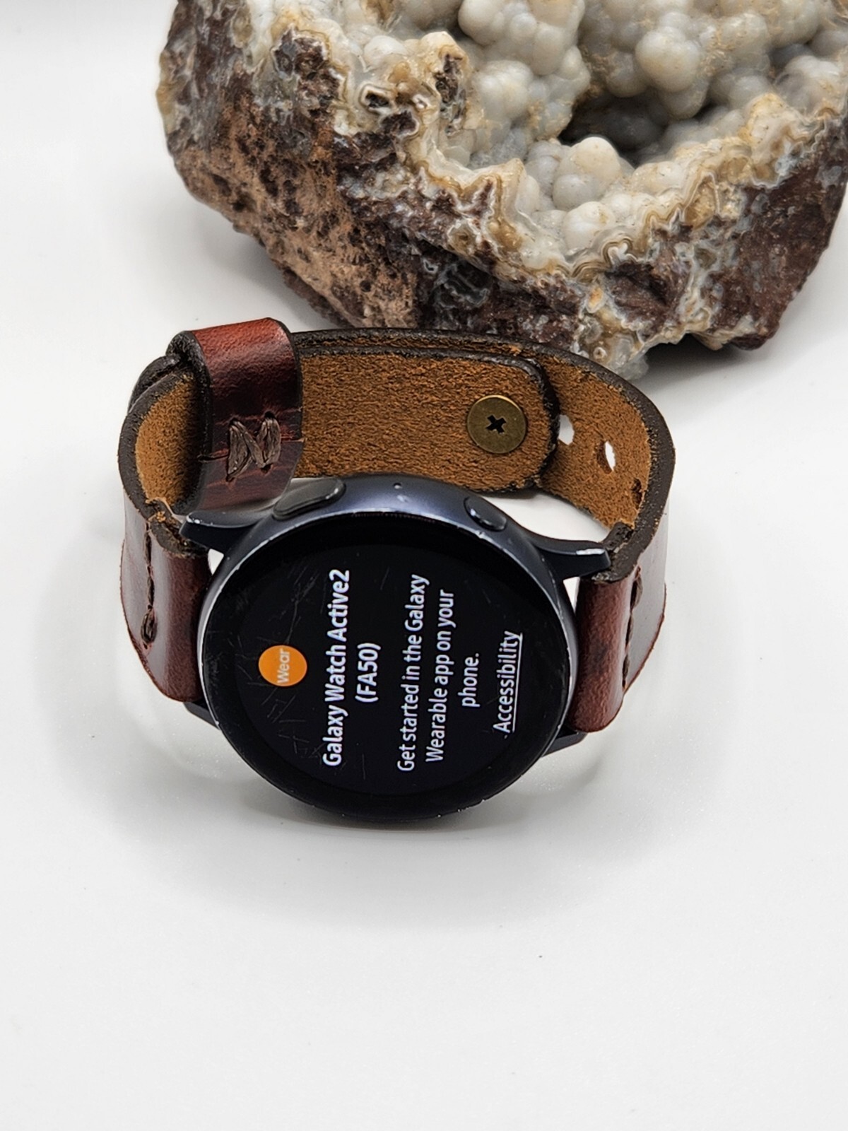 Samsung Galaxy Watch Active2 R830 40mm Aluminum Case,black genuine Leather strap