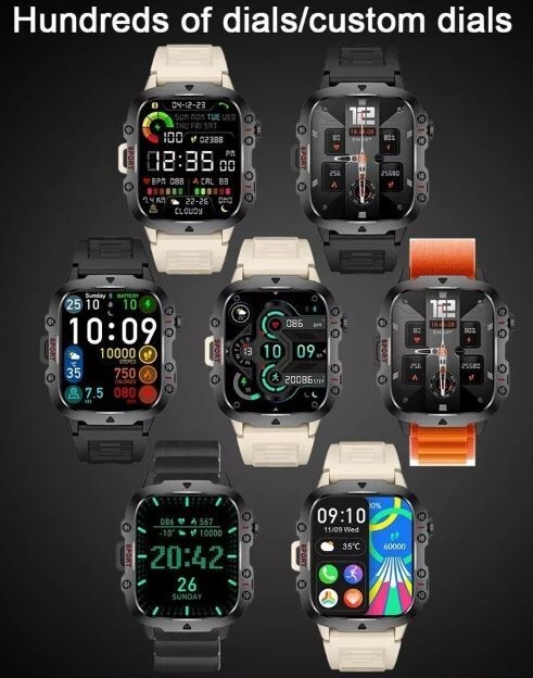 2024 New Xiaomi Military Smart Watch 1.96″ IP68 5ATM Fitness Tracker BT Call