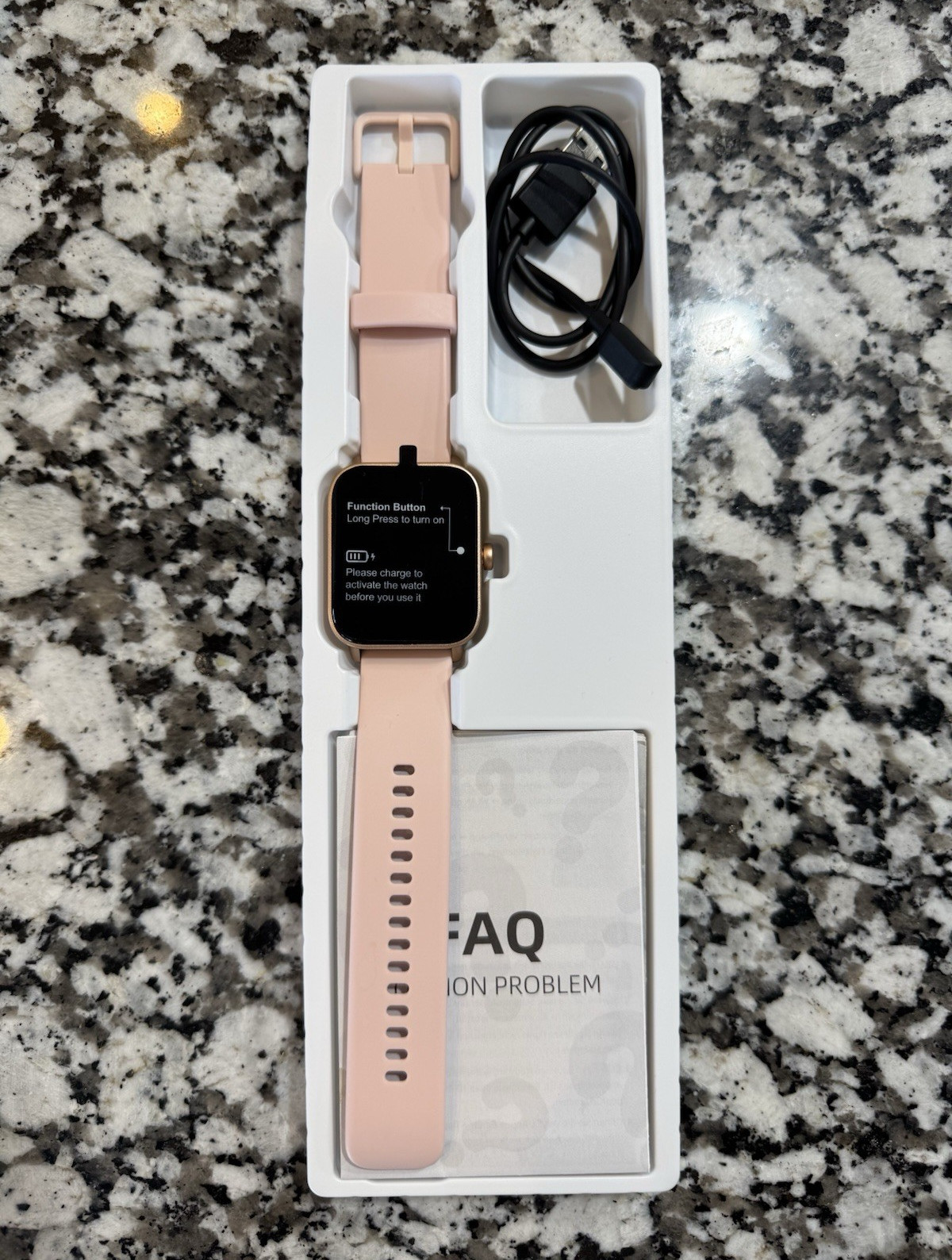 VeryFit IDW19 Smart Watch 1.85” Gold Metal Case Pink Silicone Band