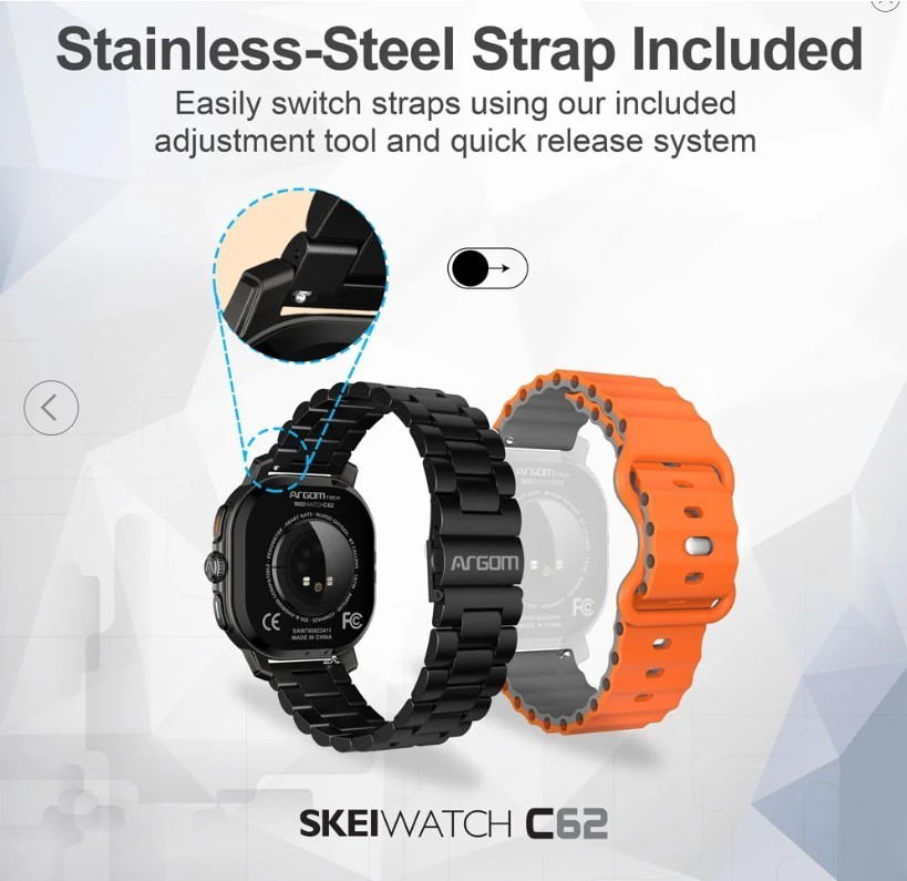 ArgomTech SkeiWatch C62 AMOLED Smartwatch BT Call AI GPS Fitness