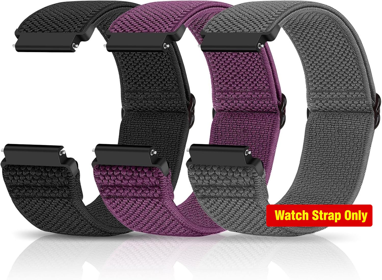 Adjustable Stretchy Nylon Strap Compatible with 20mm Watch Bands