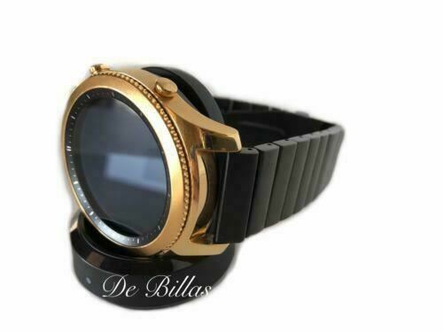24K GOLD Plated Samsung Gear S3 Classic Smart Watch With Black Link Band CUSTOM