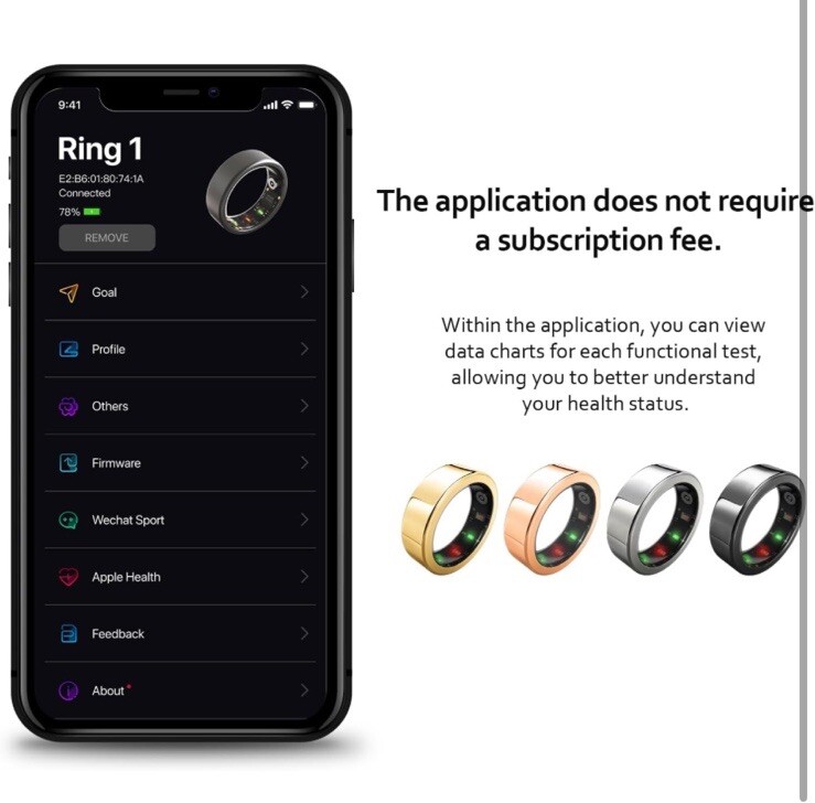 Amovan Smart Ring Health Tracker, Fitness Sleep Heart Rate Blood-Size 8