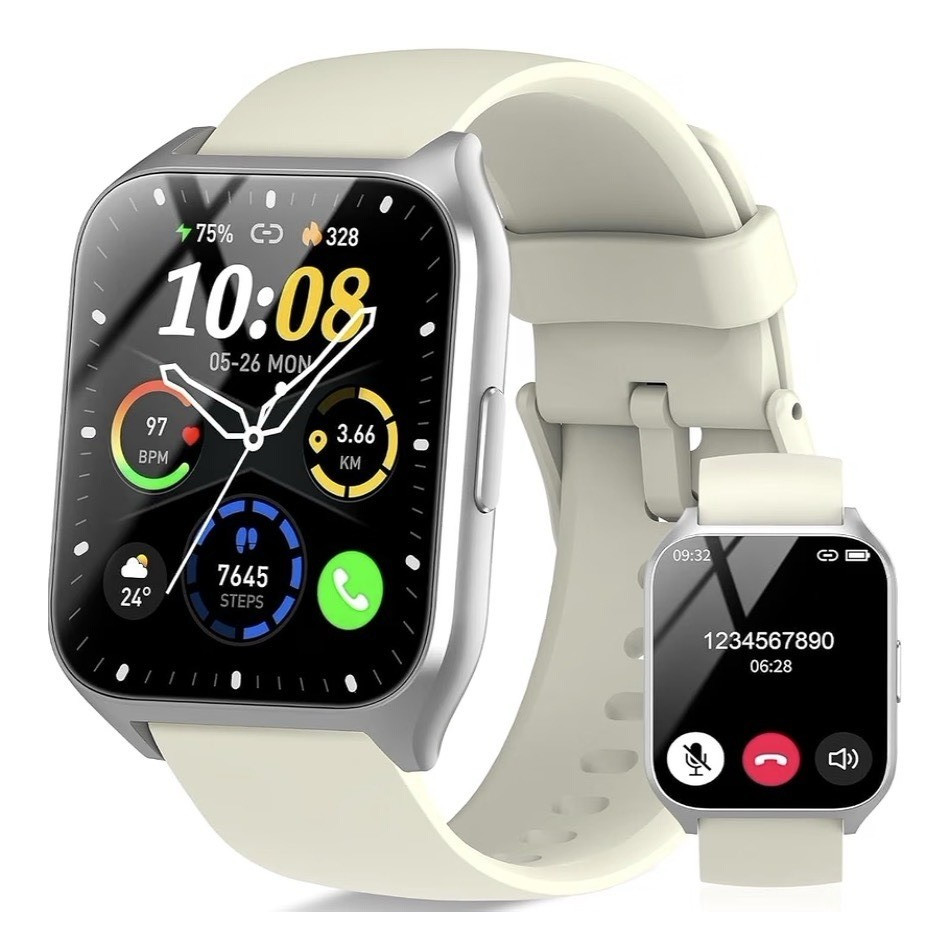 1.85in Touchscreen Smart Watch Bluetooth IP68 Waterproof Silicone Band