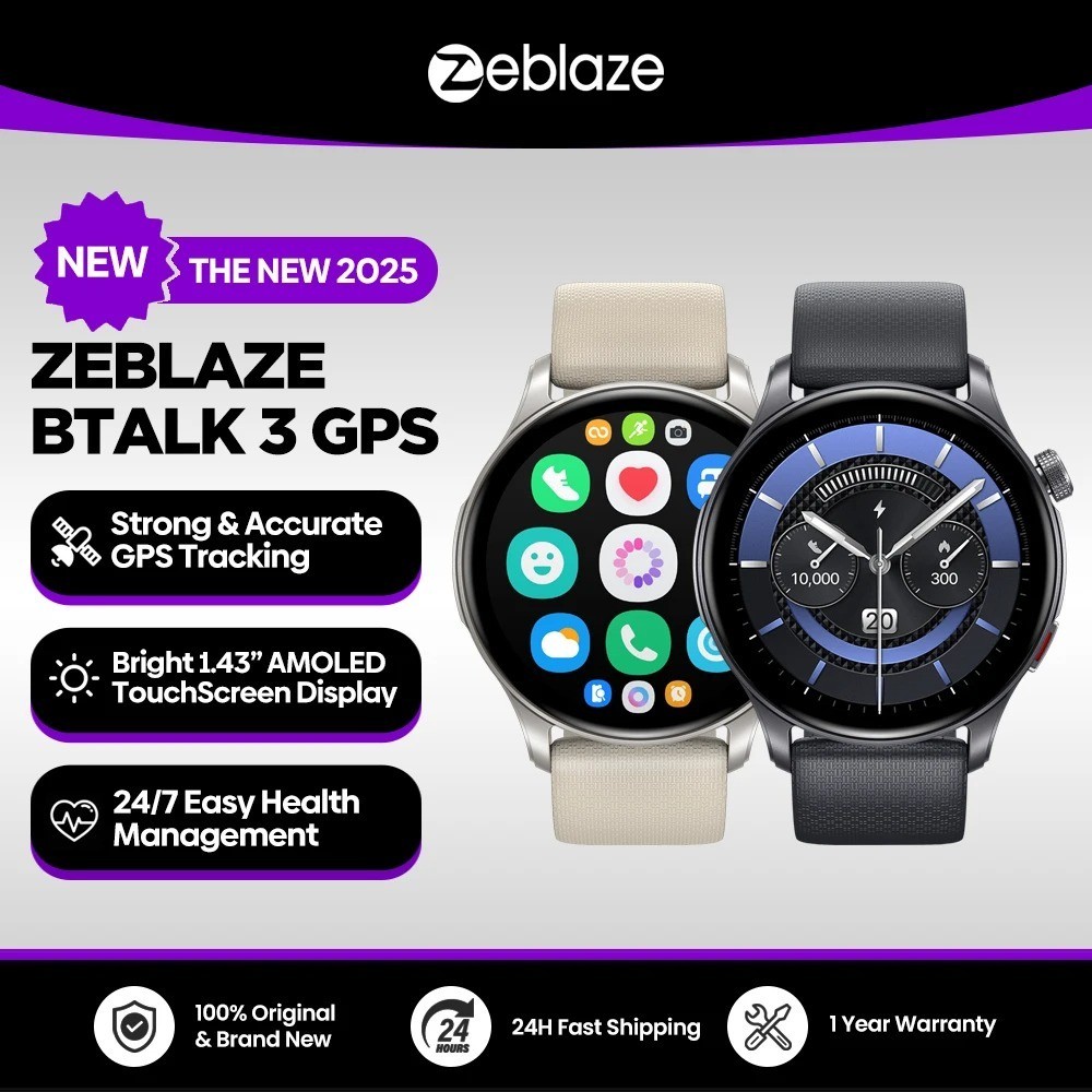 New Zeblaze Btalk 3 GPS Smartwatch 1.43″ AMOLED Screen Dual Strap Bluetooth Call