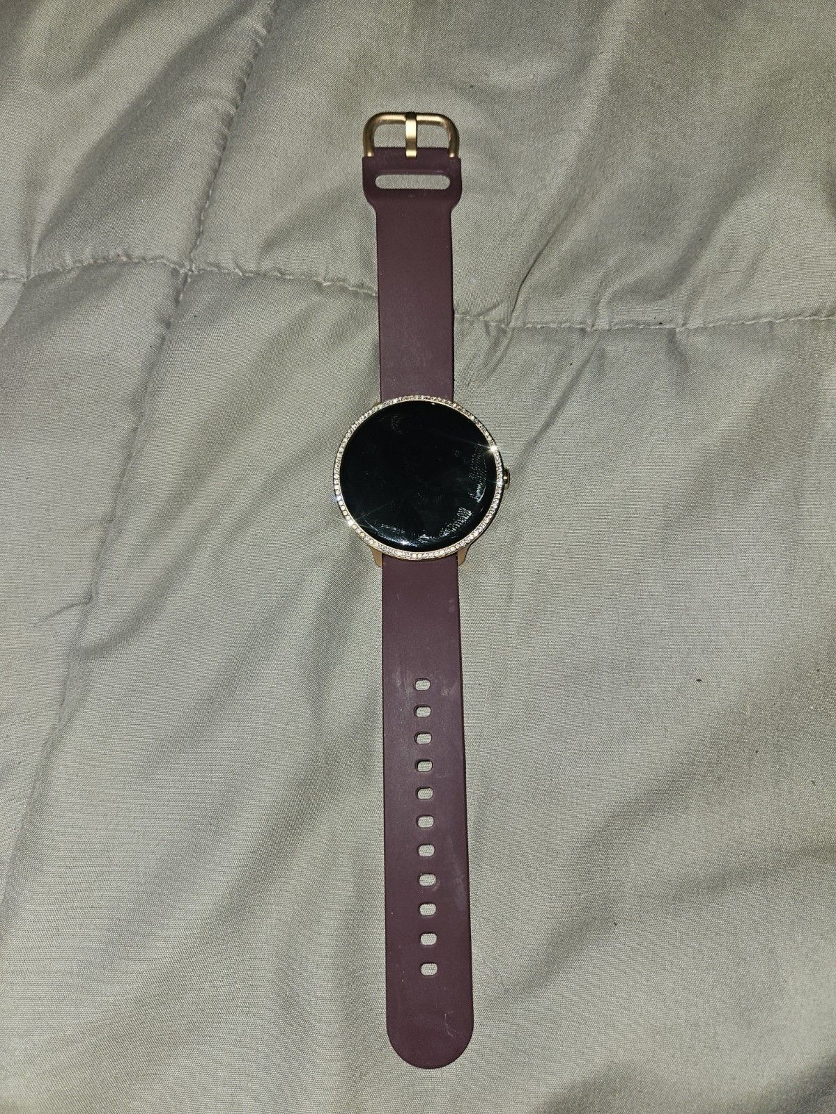 iTECH Fusion 2 Gold Metal Case Smart Watch with Purple Silicone Band untested