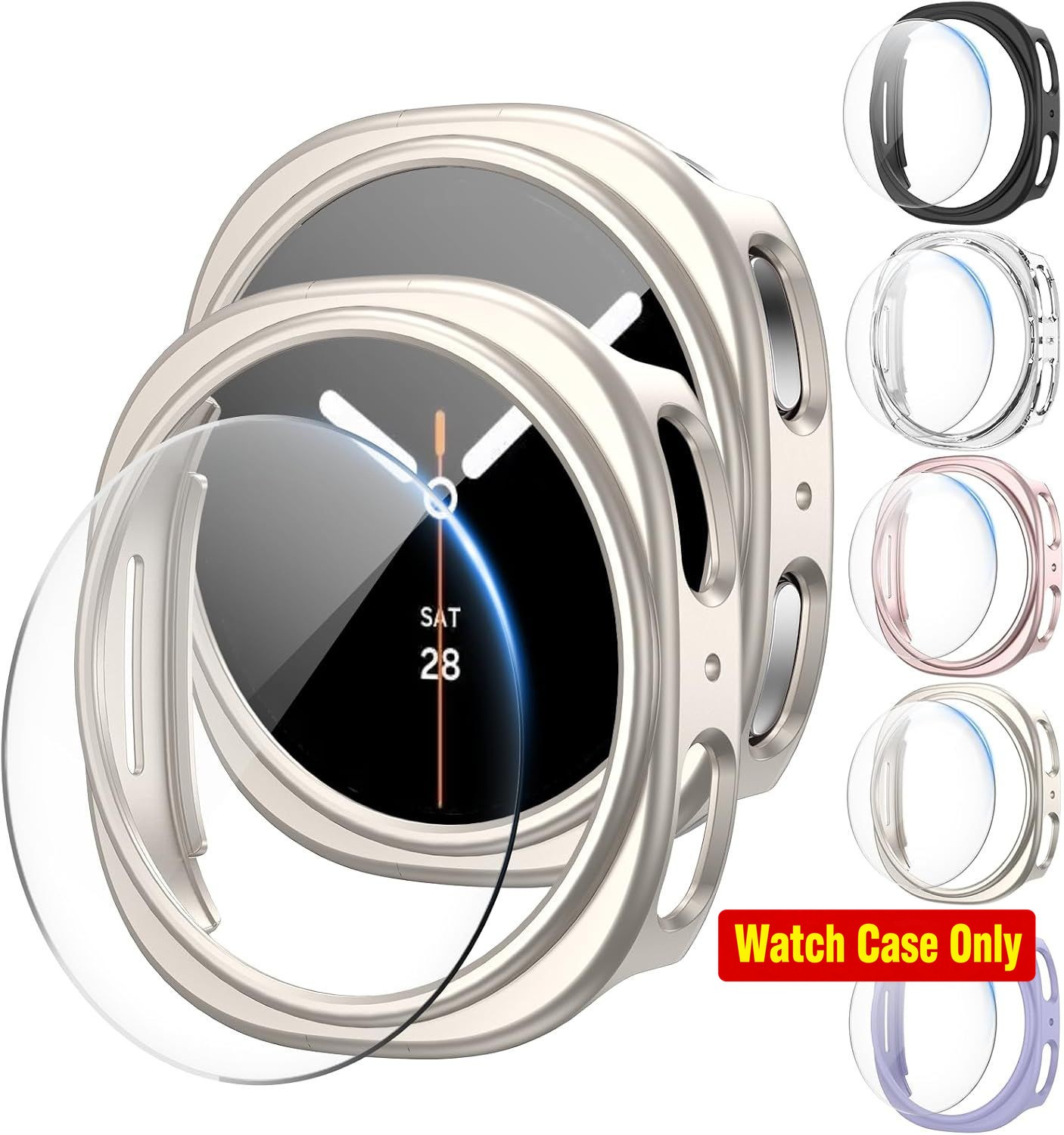 5+5 Pack Protective Bumper Case for Galaxy Watch 8 44mm with Anti-Fog Glass Film