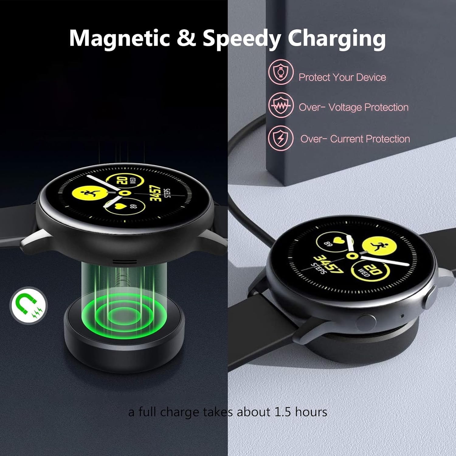 2 Pack Watch Charger Adapter for Samsung Galaxy Watch 8/8 Classic/7/6/5/4/3/FE