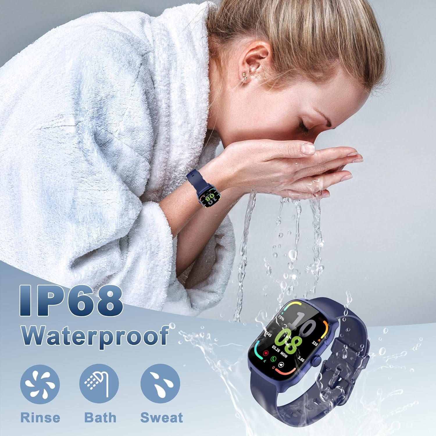 Smart Watch for Men Women 1.95” HD Curved Screen Fitness Tracker Bluetooth Call