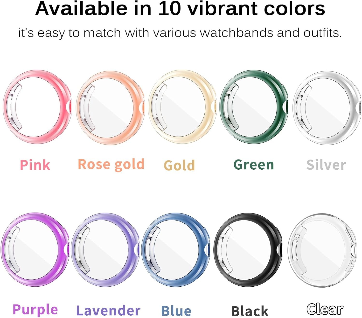 10-Pack Screen Protector TPU Watch Cases for Google Pixel Watch 41mm, Scratch-Re