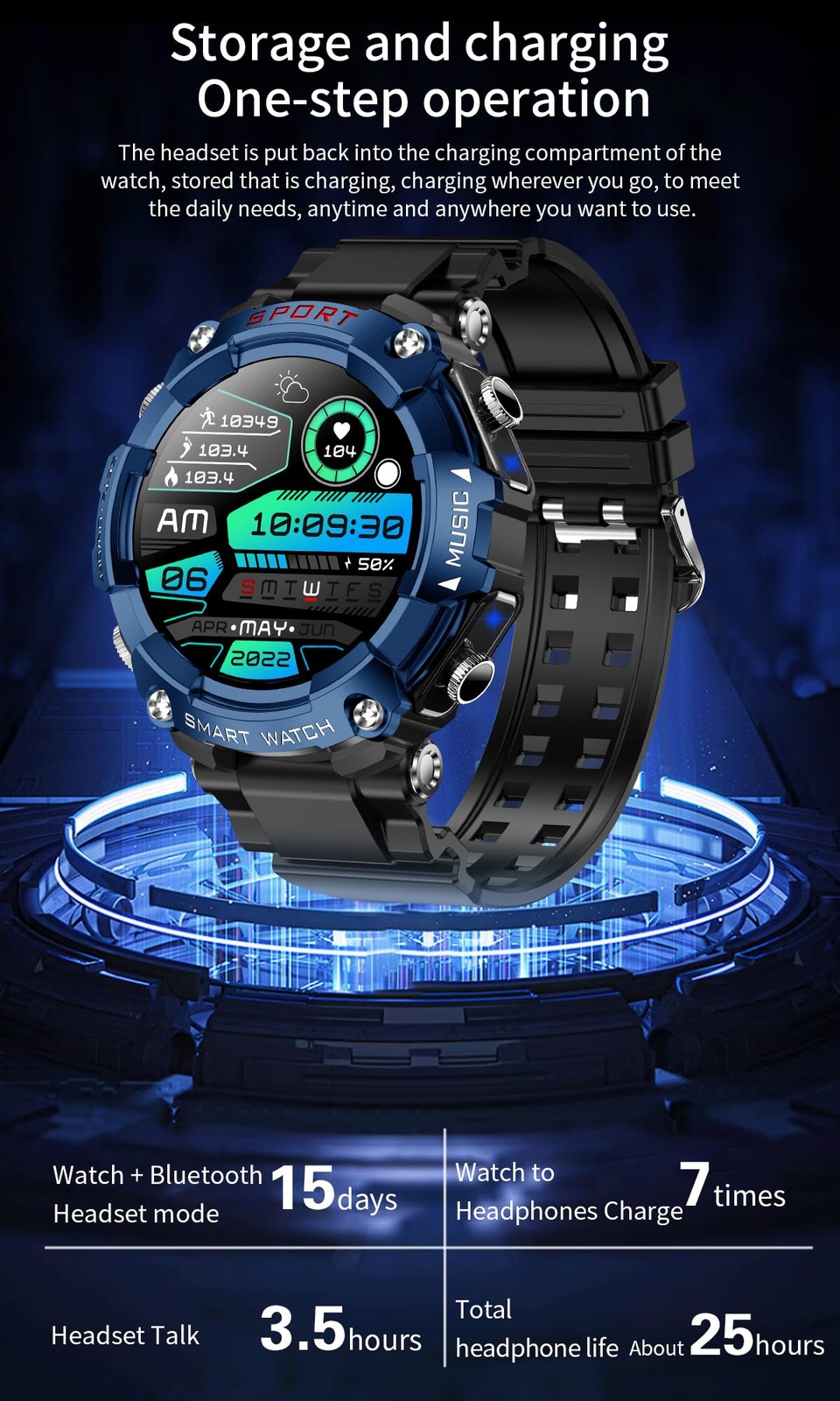 Smart Watch with Earbuds for Men Women,1.52″ HD Screen,9D Sound,Fitness & Sle…