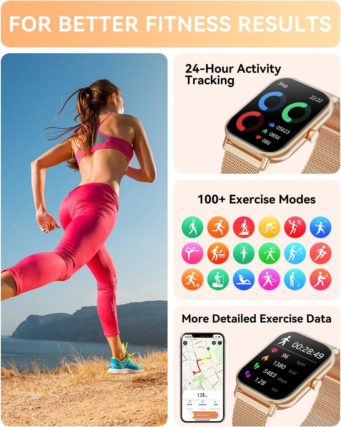 Haulvean Smartwatch G39: Bluetooth Calls, Fitness 2 Bands, IP67 Waterproof, Long