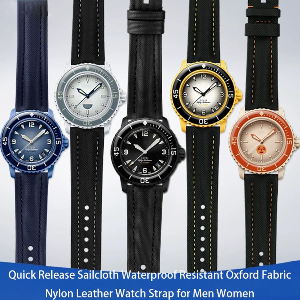 Nylon Leather Strap Compatible with 18mm 20mm 22mm Watches Waterproof