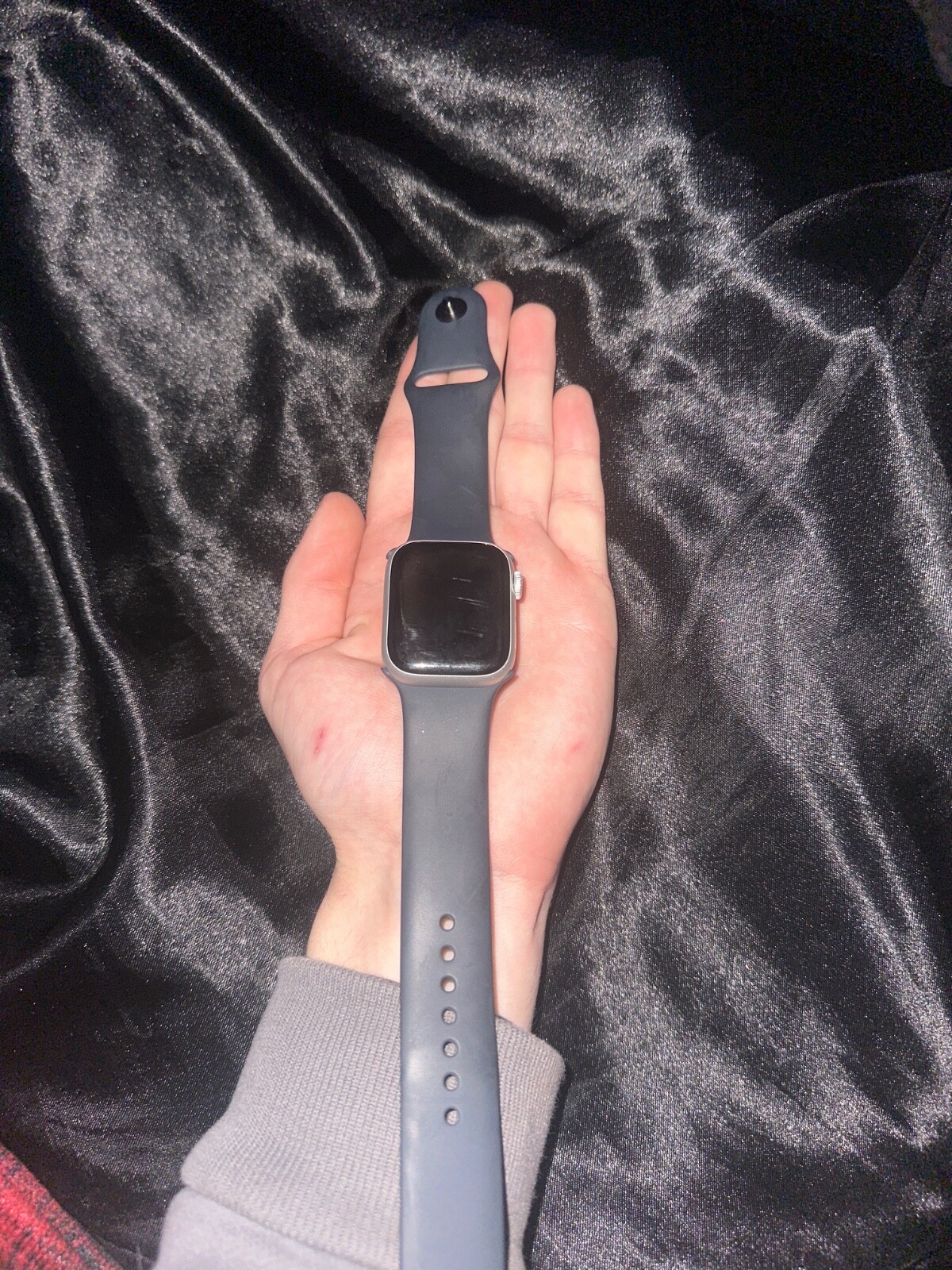 Apple Watch Series 8 41mm Silver Stainless Steel Case with black band M/L