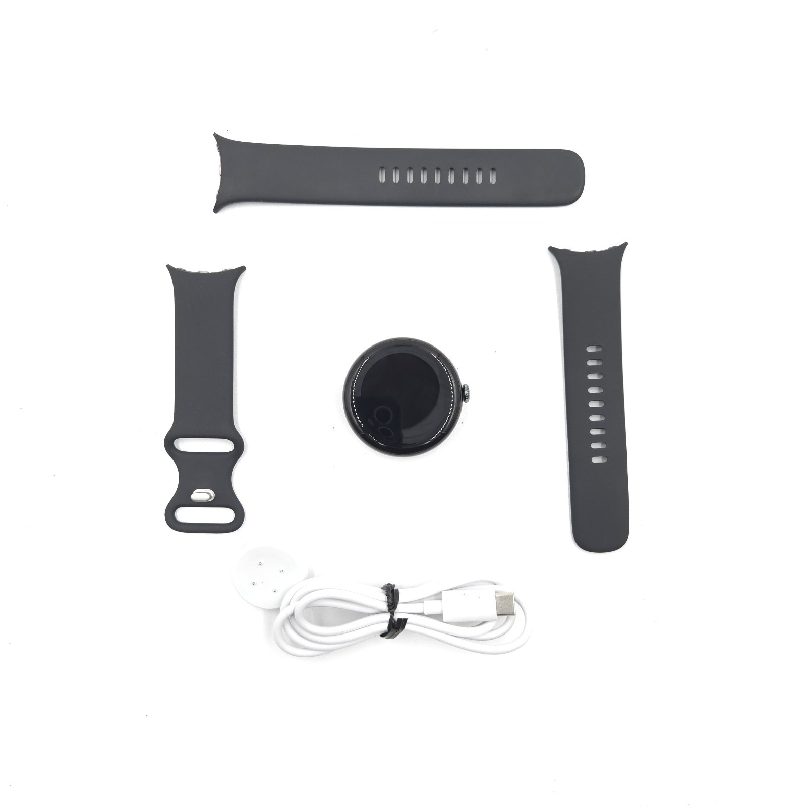 Google Pixel Watch 3 45mm Wi-Fi Aluminum Case Matte Black Obsidian Band