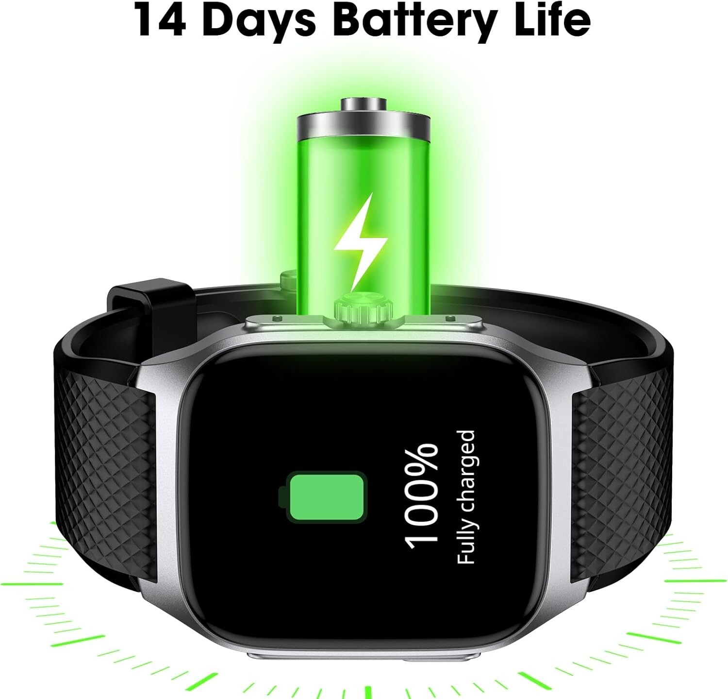 Smart Watch Classic Style for Men, Metal Watch, 14 Days Battery Heart Rate Black