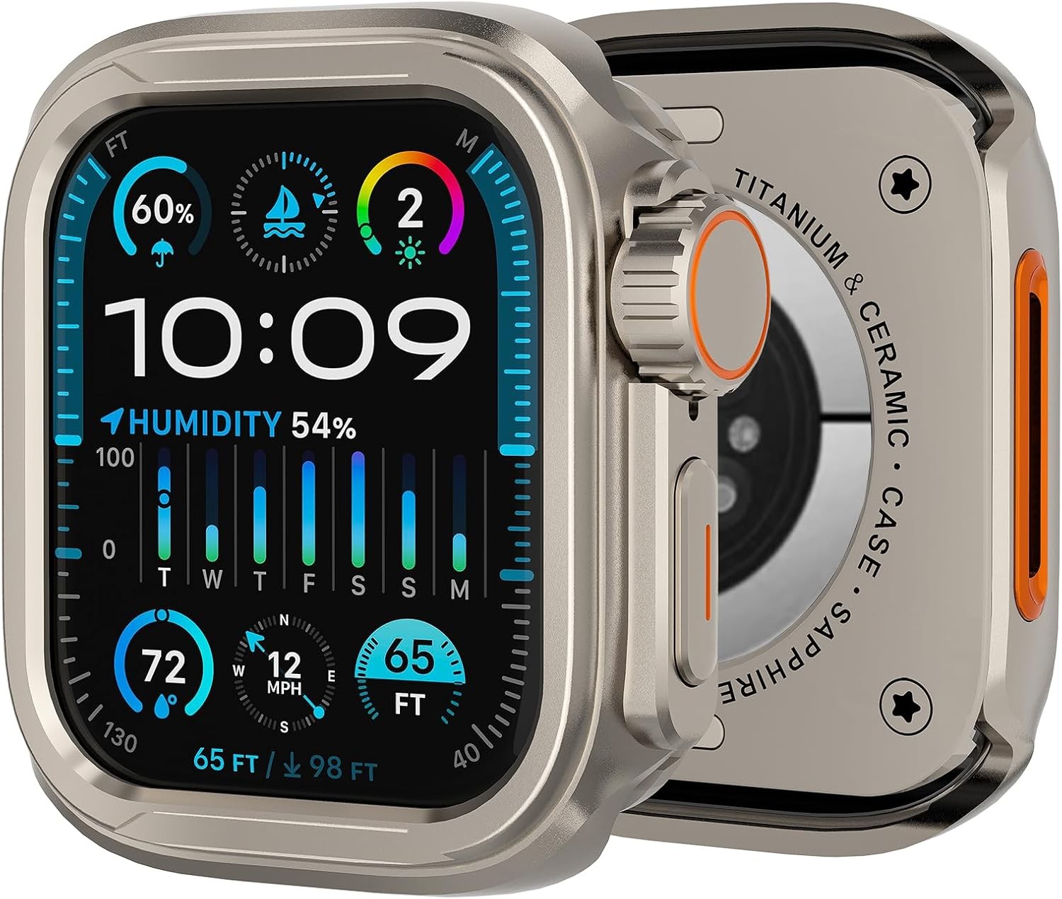 Titanium Case for Apple Watch Series 9 45mm Shockproof Protective Bumper