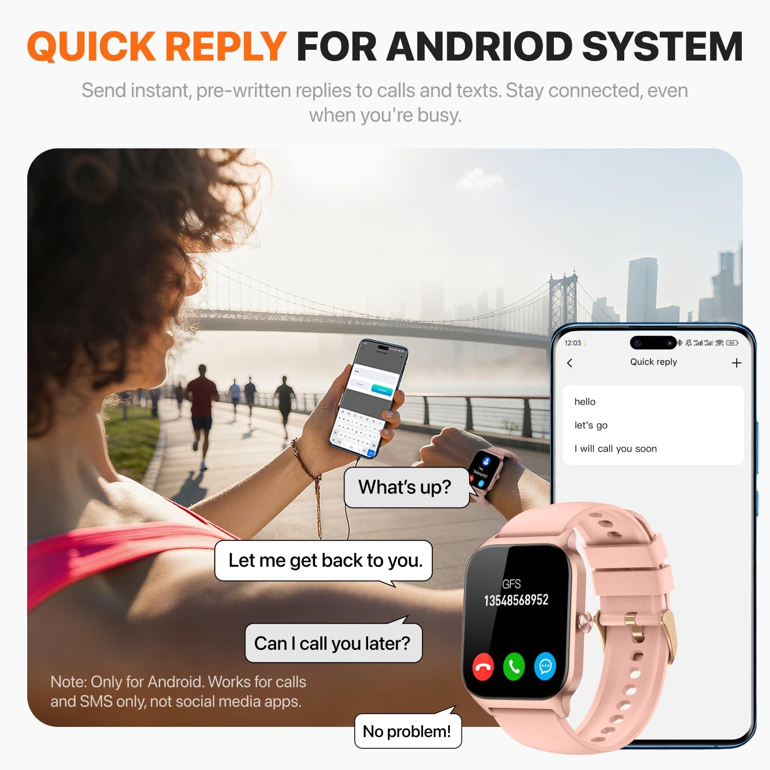 for Men,(Answer/Make ) 1.83” HD Fitness Activity Tracker for Android iPhone …