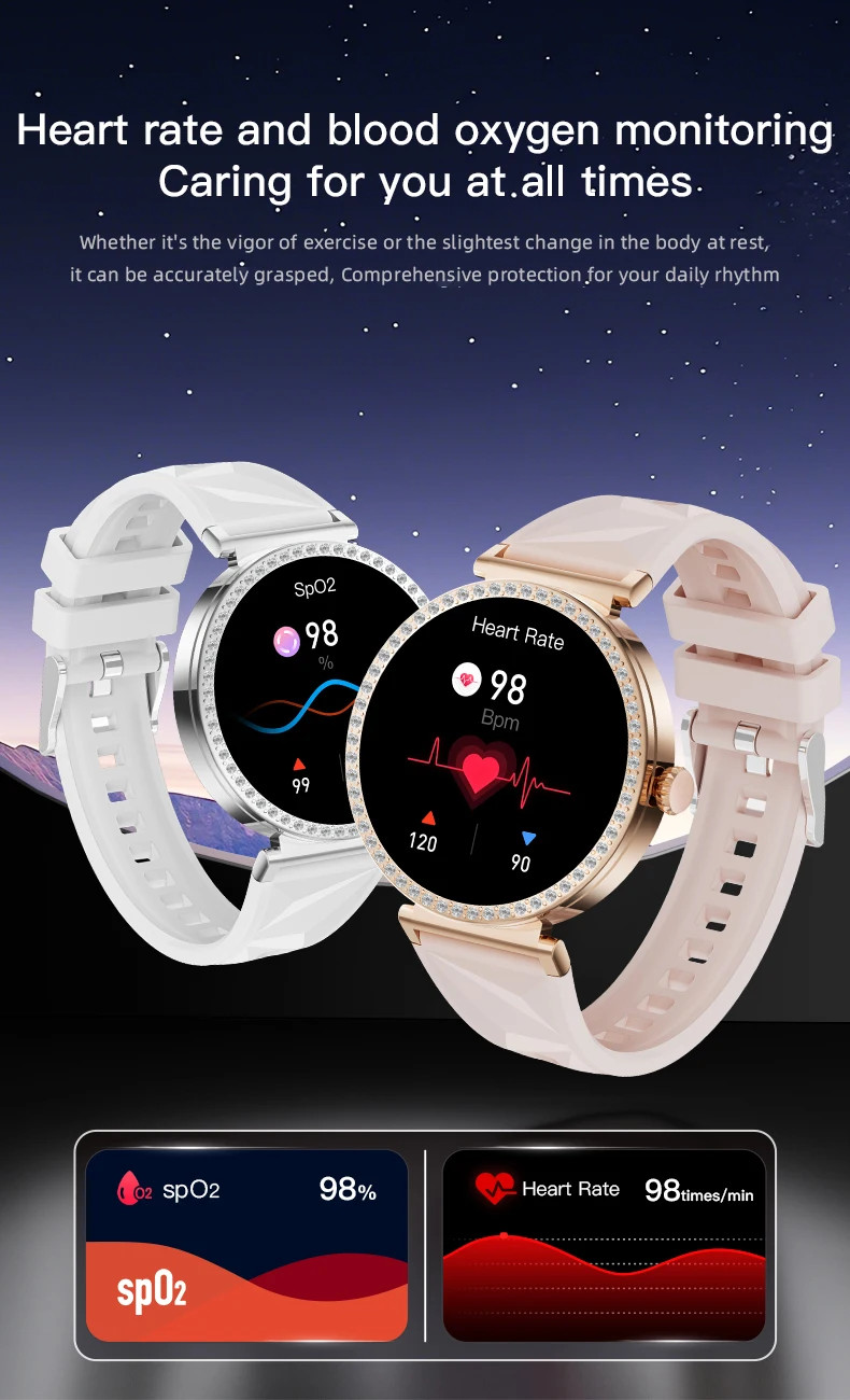 Smart Watch For Women Bluetooth Cal Heart Rate Monitor Waterproof Sports Fitness